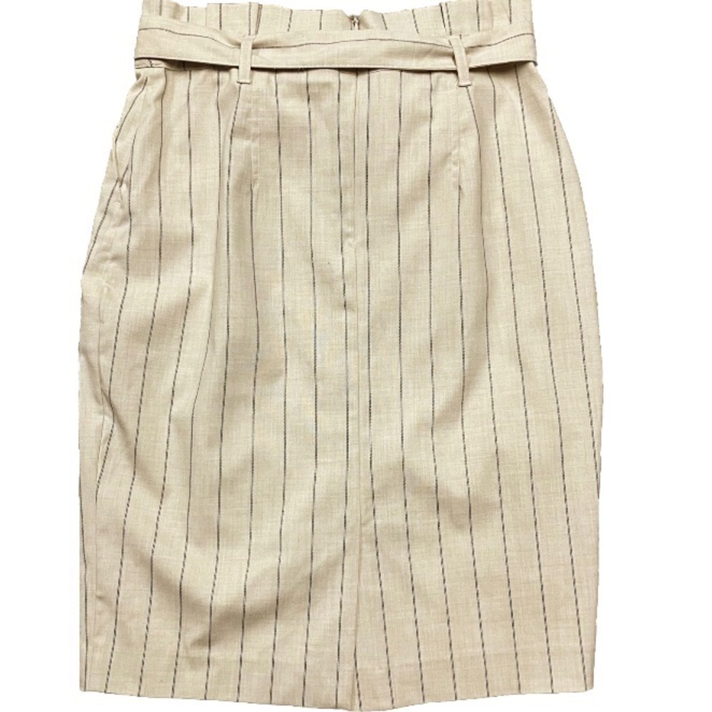 BANANA REPUBLIC Straight Skirt Women’s SZ Petite 00P Beige Pinstripe Tie Belt - Picture 3 of 7